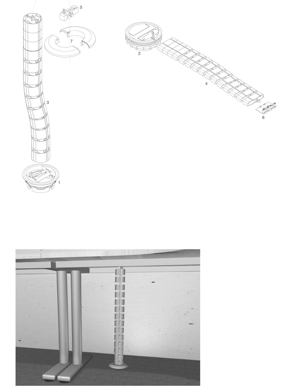 Вертикальный гибкий кабель канал evoline spine xci 5 1300b